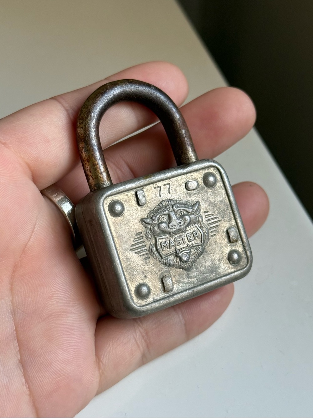 Master Lock Co No 77 Lion's Head Lock MCM Vintage Padlock No Key